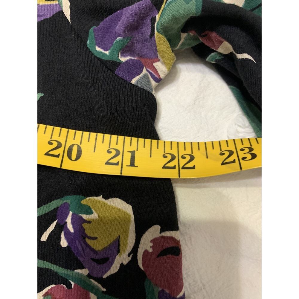 Lauren Ralph Lauren Black Pleated Floral Jersey Tie Neck Top Puff Sleeve XXL - Picture 6 of 10
